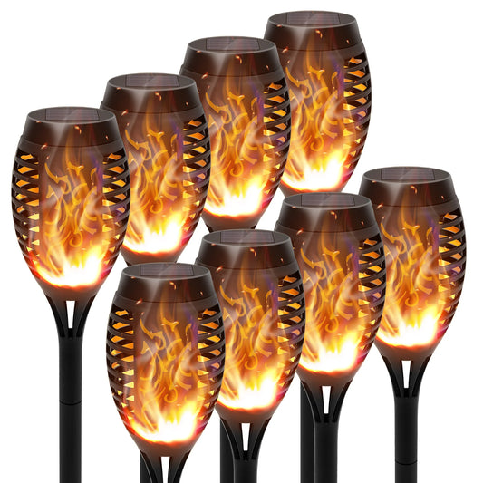 Solar Flame Torch Lights LED Flicker for Outdoor Lawn Pathway