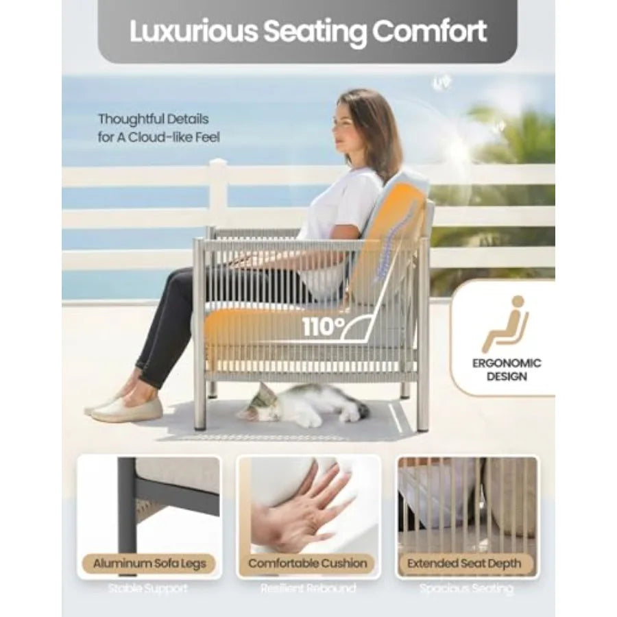 Aluminum Patio Furniture Set for Backyard and Garden