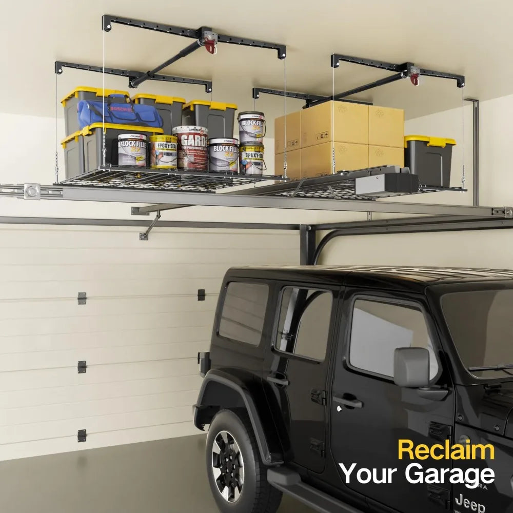 Adjustable Garage Ceiling Storage Rack Overhead Lift System 250lbs