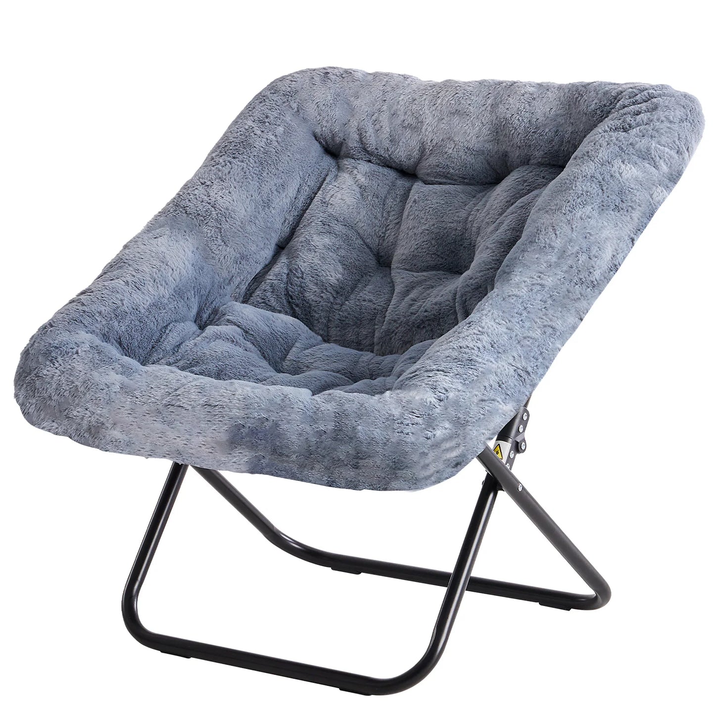JHK Cozy Saucer Chair With Faux Fur And Folding Frame