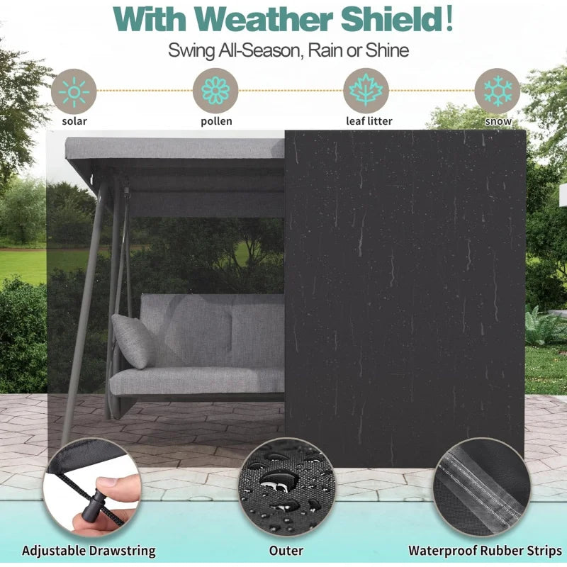 CHINNLUU Outdoor Patio Swing With Canopy Adjustable Backrest 800 Lbs