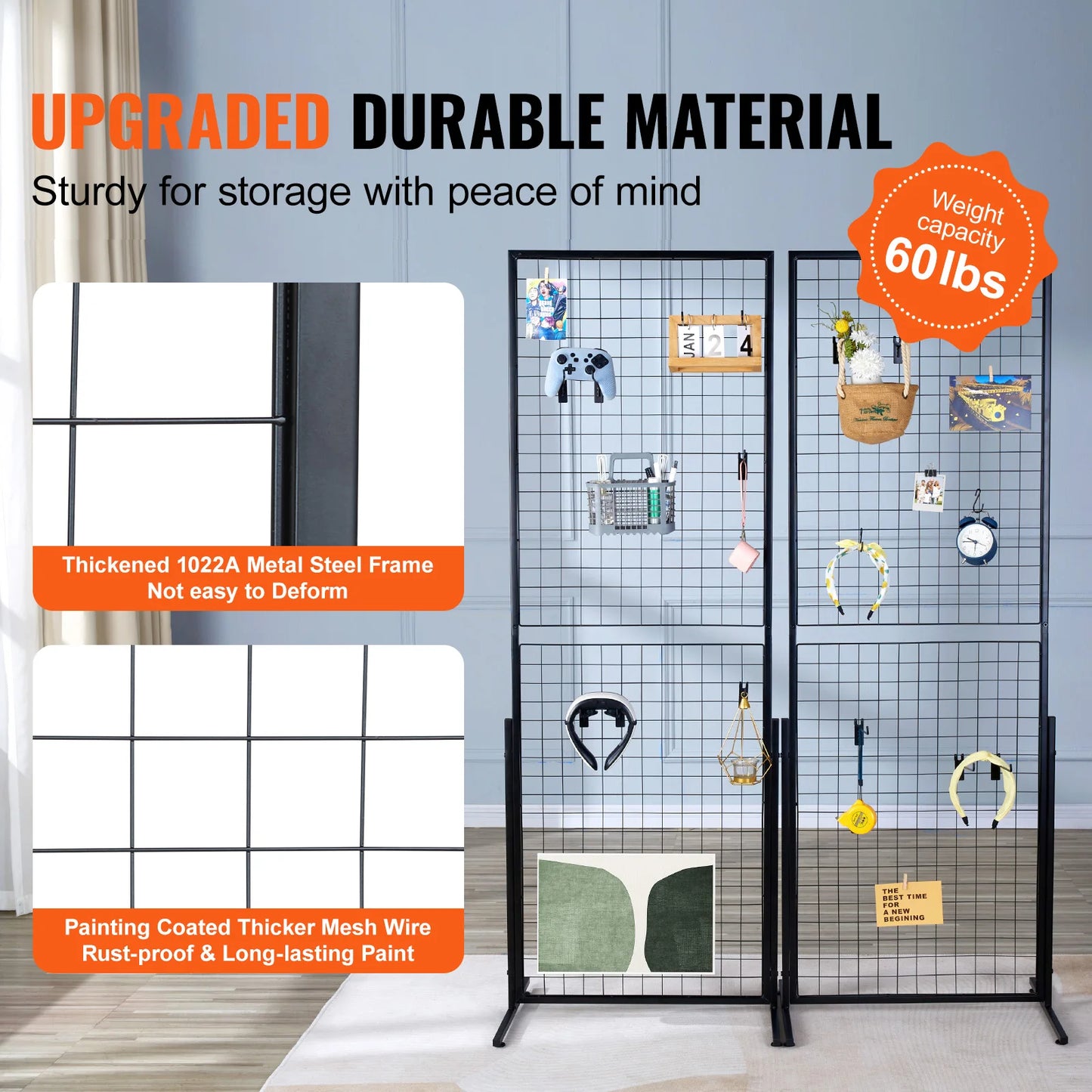 SucceBuy Grid Wall Panels Display Racks with Hooks
