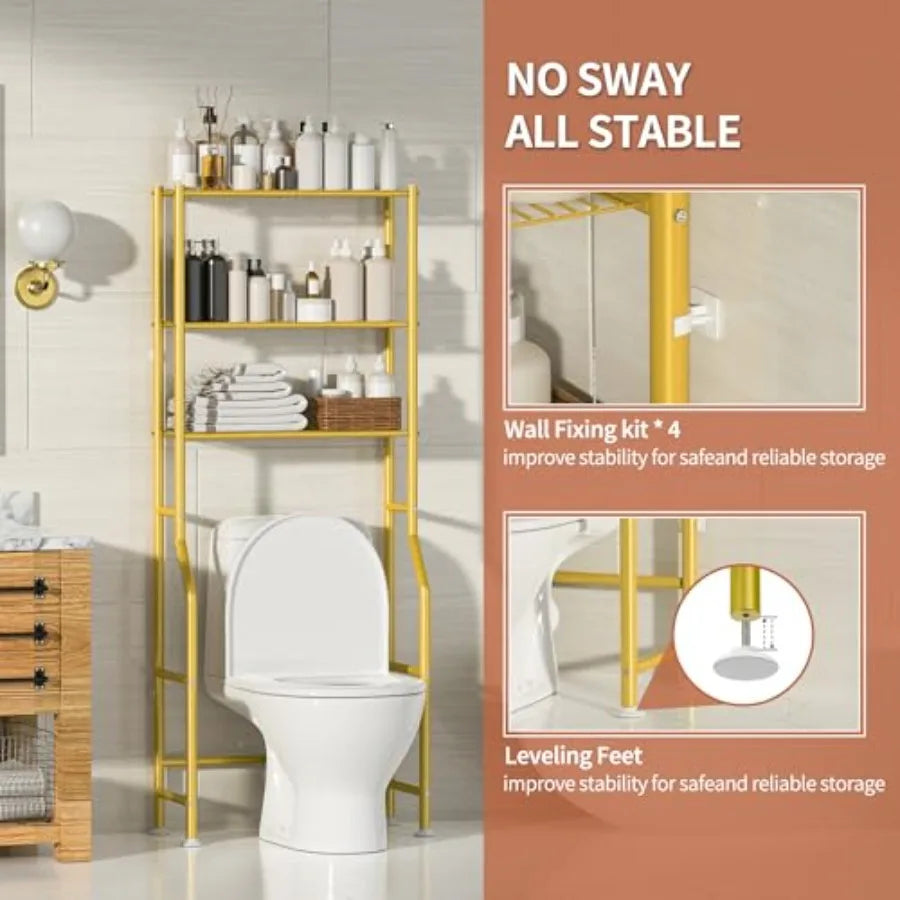 Three-Tier Over-The-Toilet Storage Shelf Freestanding Bathroom Organizer