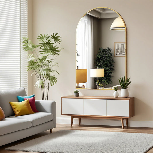 JHK Arched Framed Bathroom Mirror Wall Decor In Modern Home