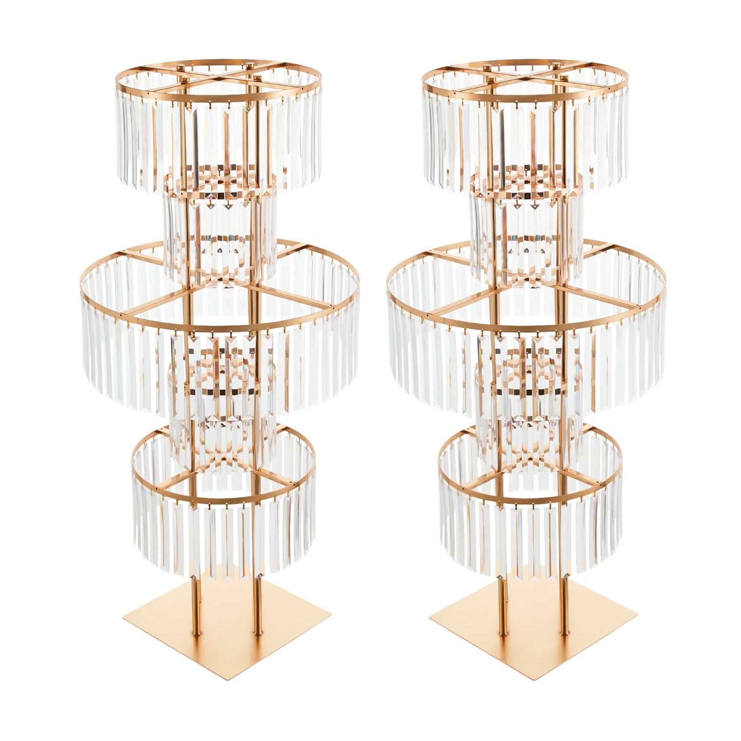 Five-Tier Gold Acrylic Wedding Flower Stand Floor Centerpiece