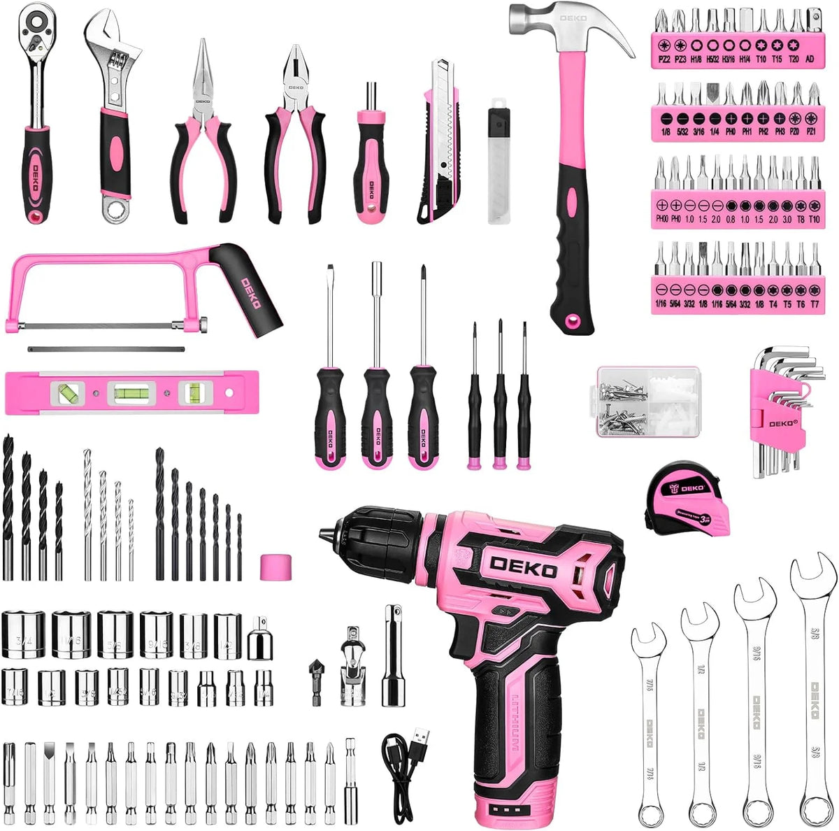 DEKO Home Mechanic Toolbox With 12V Cordless Drill Kit