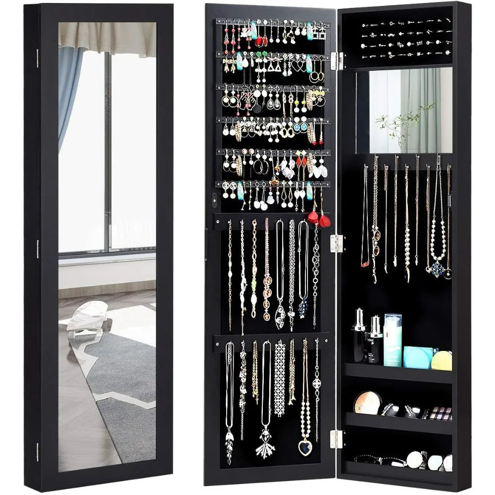 Giantex Wall Mounted Jewelry Cabinet With Mirror Over Door