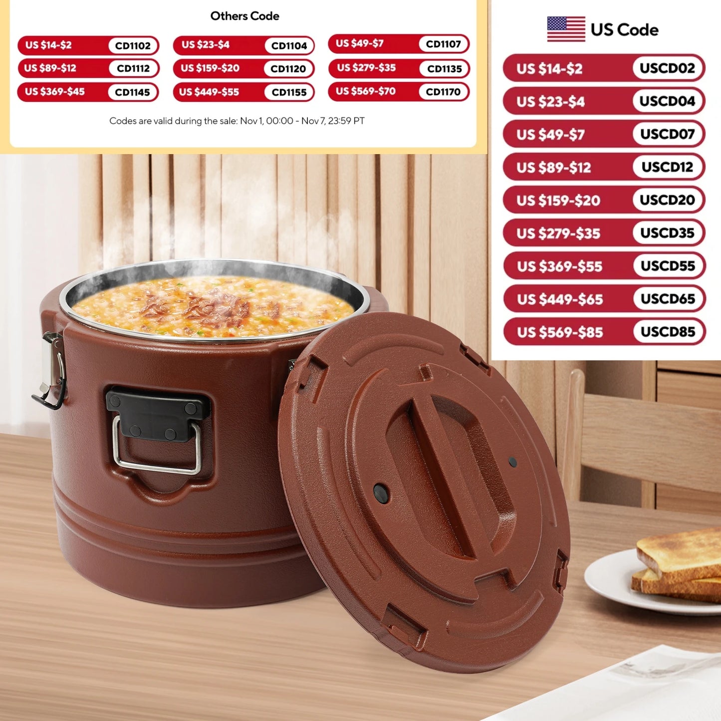 Stainless Steel Food Warmer Carrier For Hot Or Cold