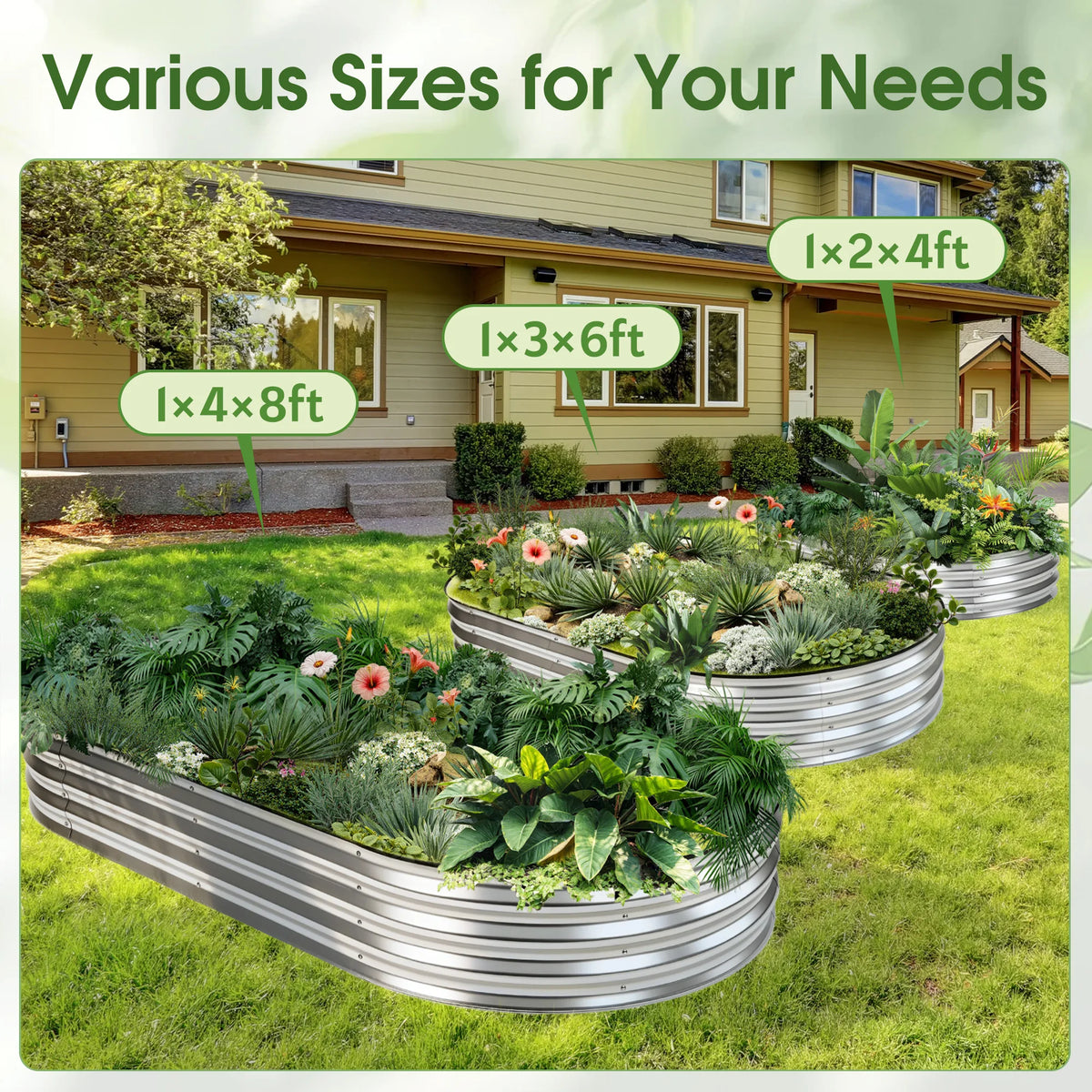 JHK Metal Raised Garden Bed For Vegetables And Flowers