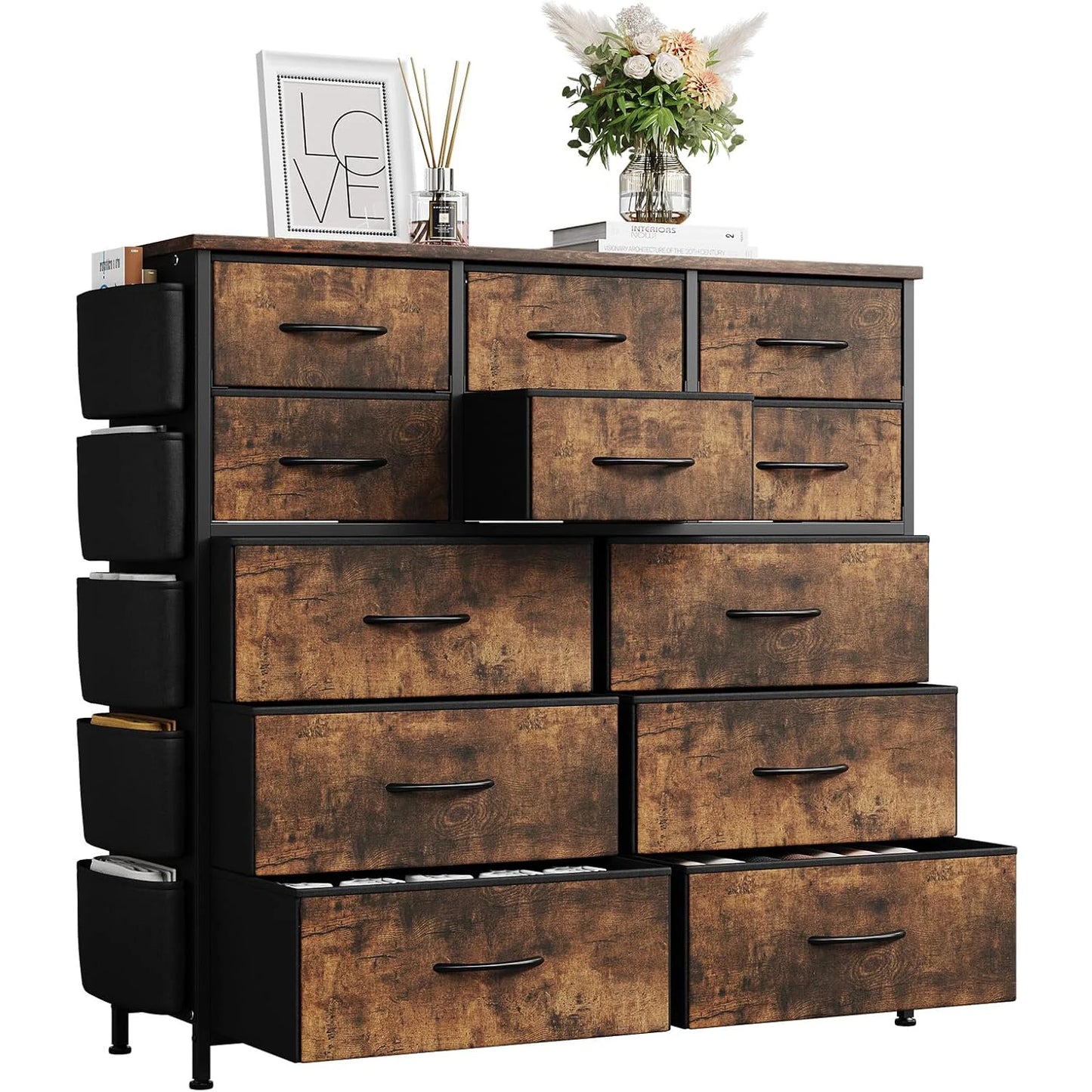 TWISTER.CK Fabric Dresser With Steel Frame And Drawers