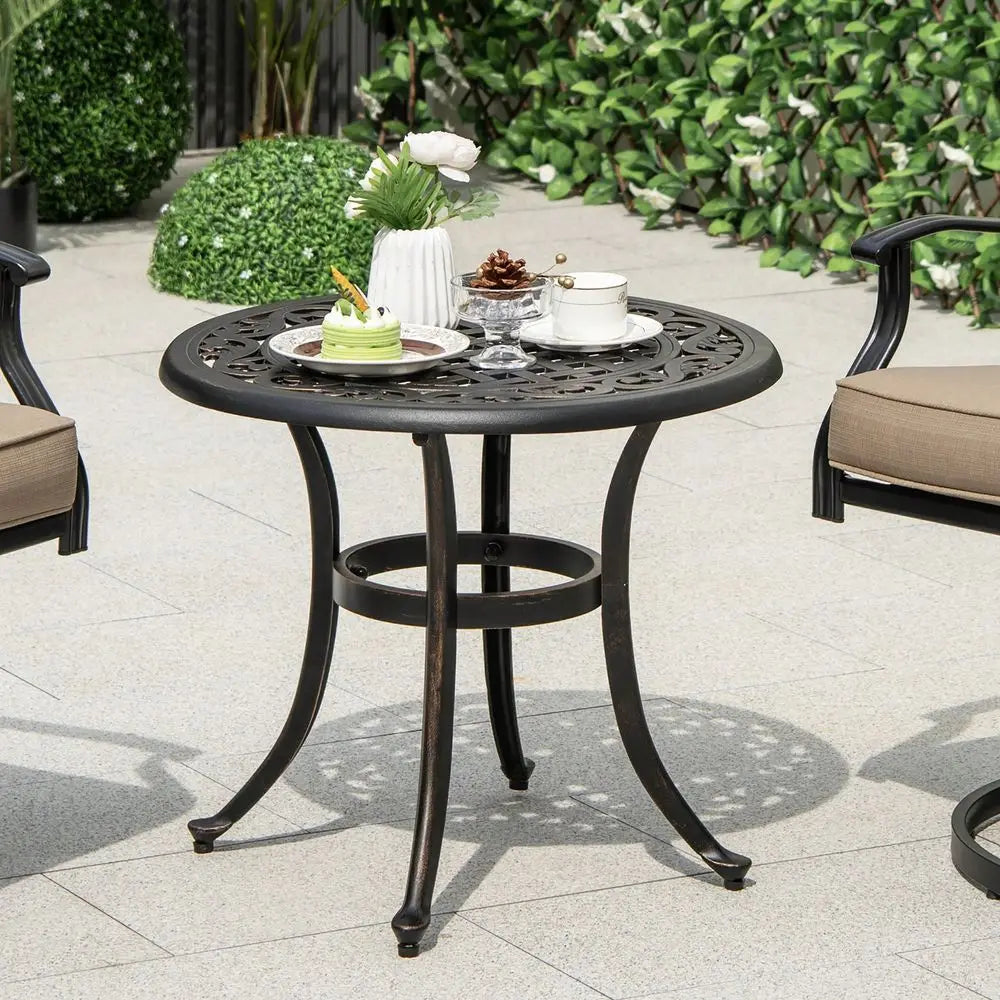 XMSJ Aluminum Patio Table Outdoor Round Side Table AntiRust