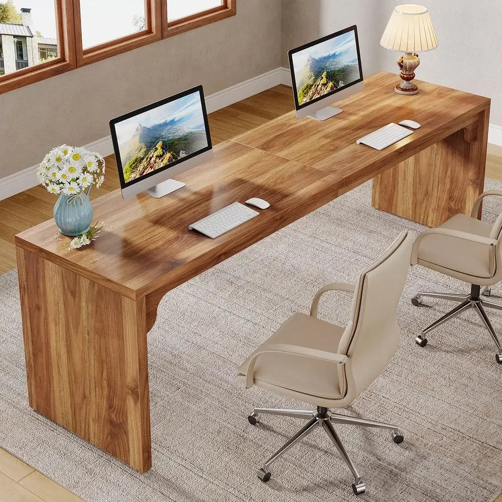 YTYIN Home Office Desk For Two With Rectangular Workstation