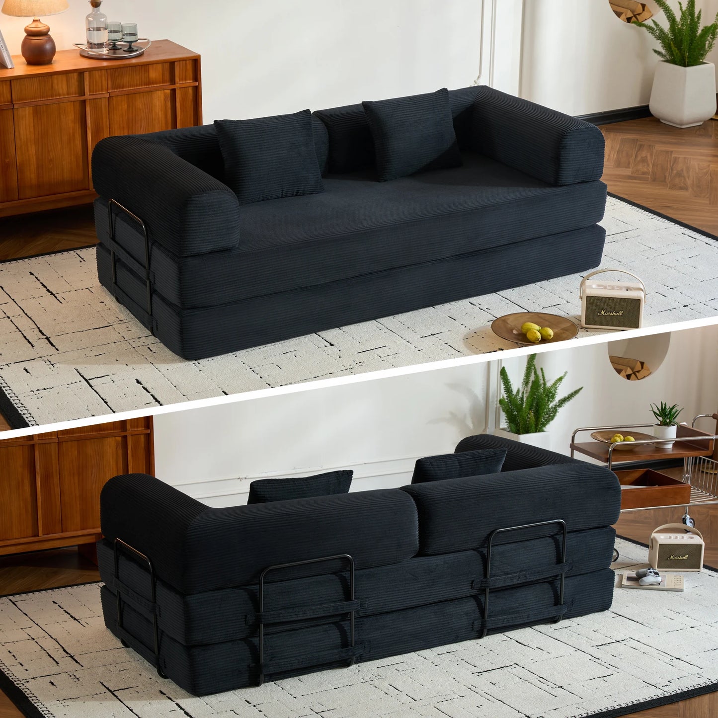 THOLASIS Folding Convertible Sofa Bed Futon for Small Spaces