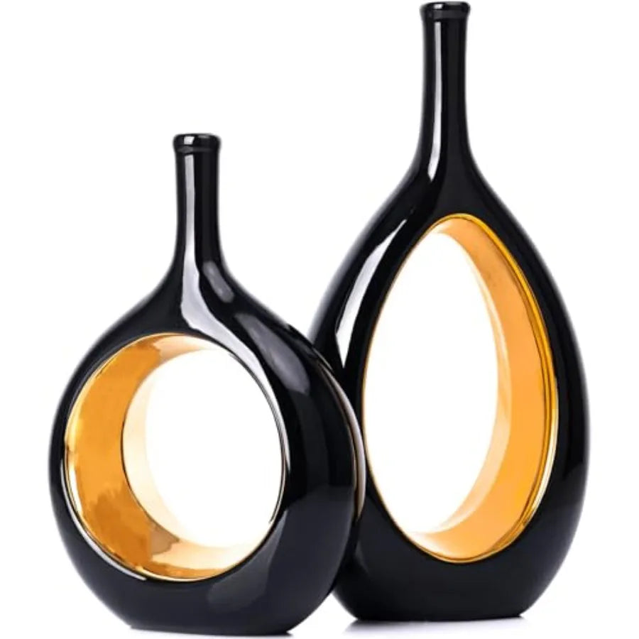 Ceramic Vase Set Modern Hollow Circle Vases Home Decor