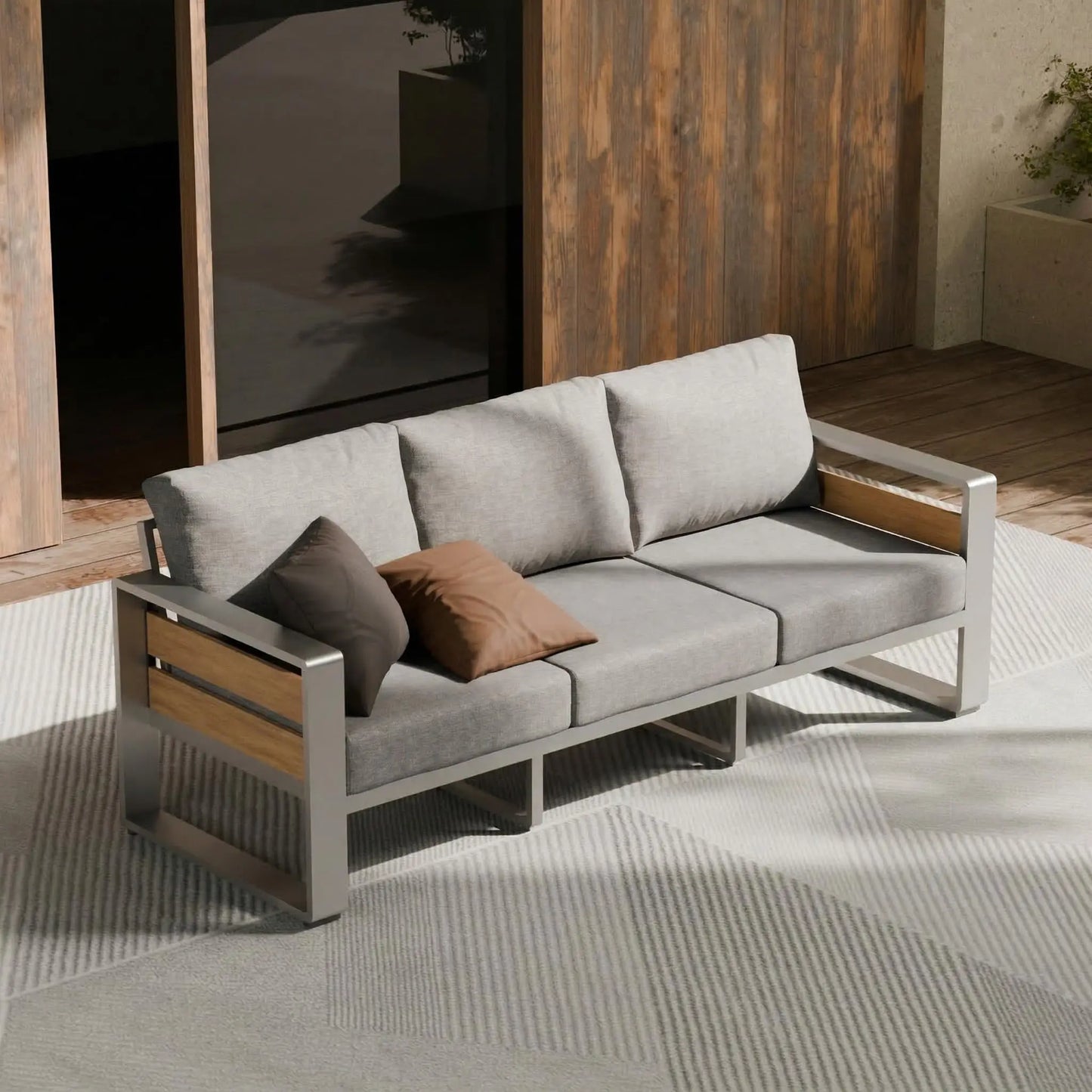 ZANDOR Aluminum Outdoor Patio Conversation Set 5 Piece Coffee Table