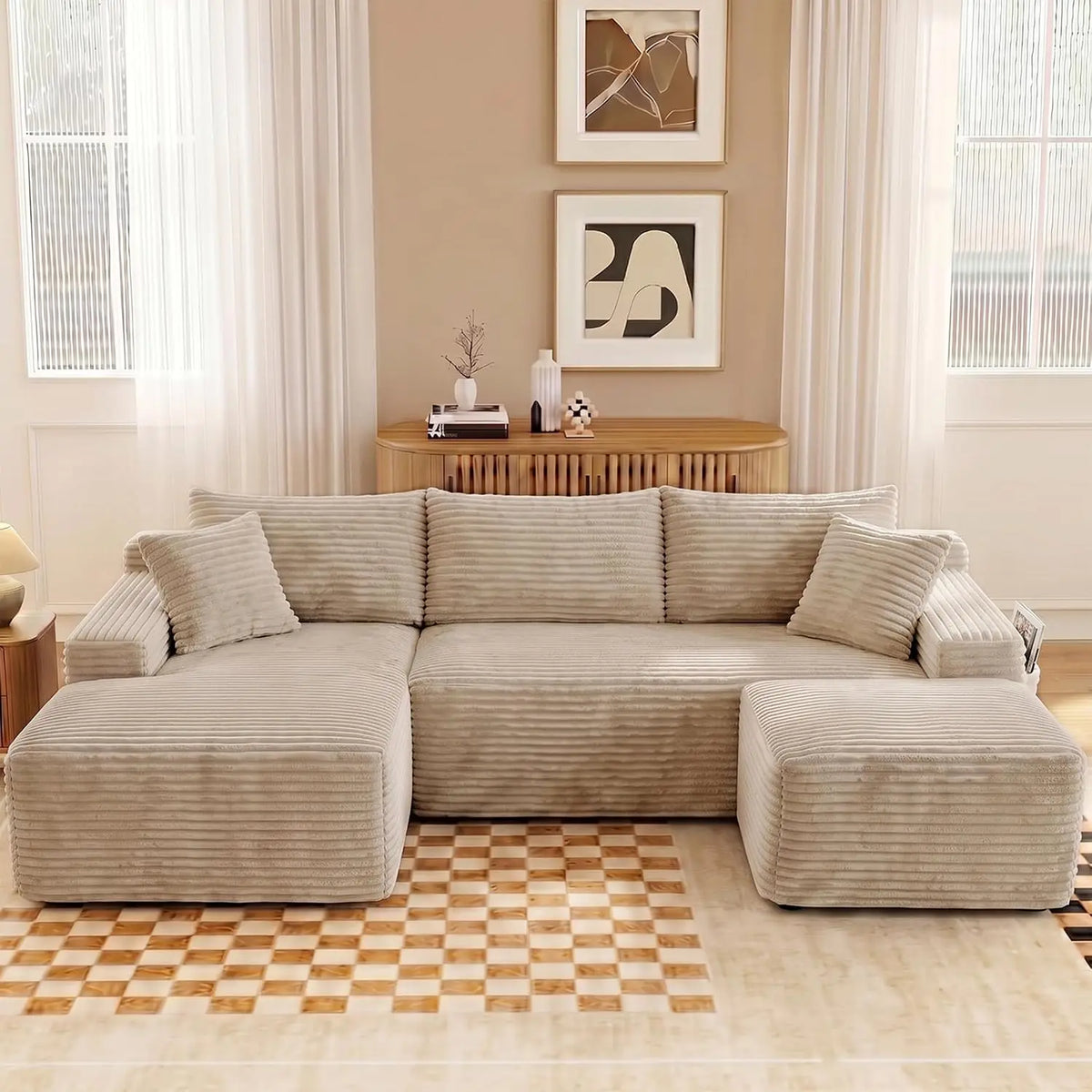 Modular U Shaped Sectional Sofa with Ottoman and Deep Seating