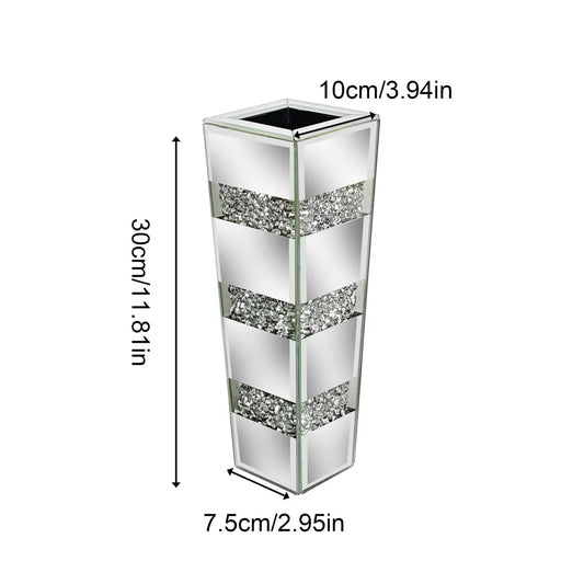 Modern Floor Vase With Crystal Accents And Mirrored Finish