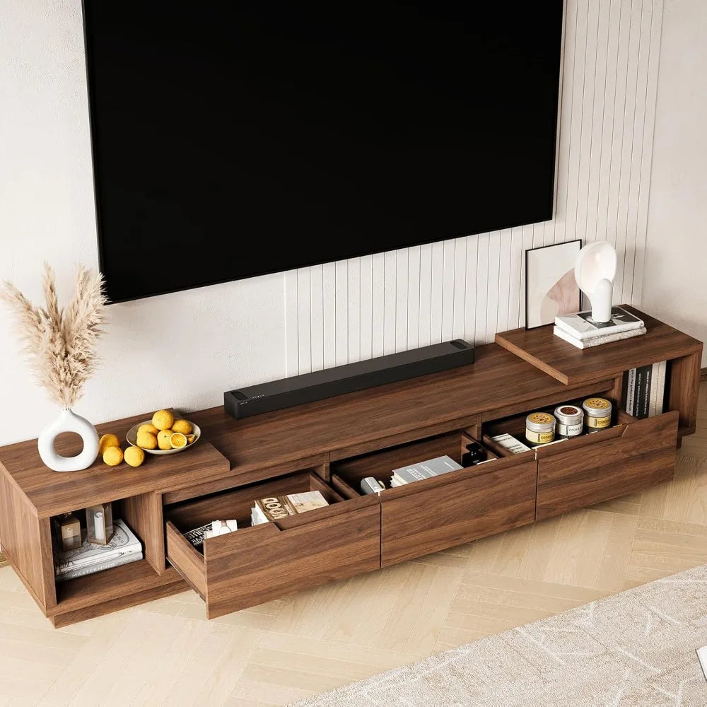 Extendable TV Stand for Large TVs Modern Entertainment Center With Storage