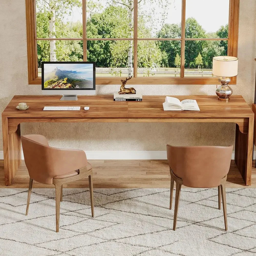 YTYIN Home Office Desk For Two With Rectangular Workstation