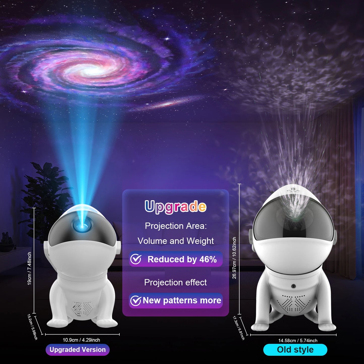 AUSYLE Star Projector Space Dog Night Light With Galaxy Discs