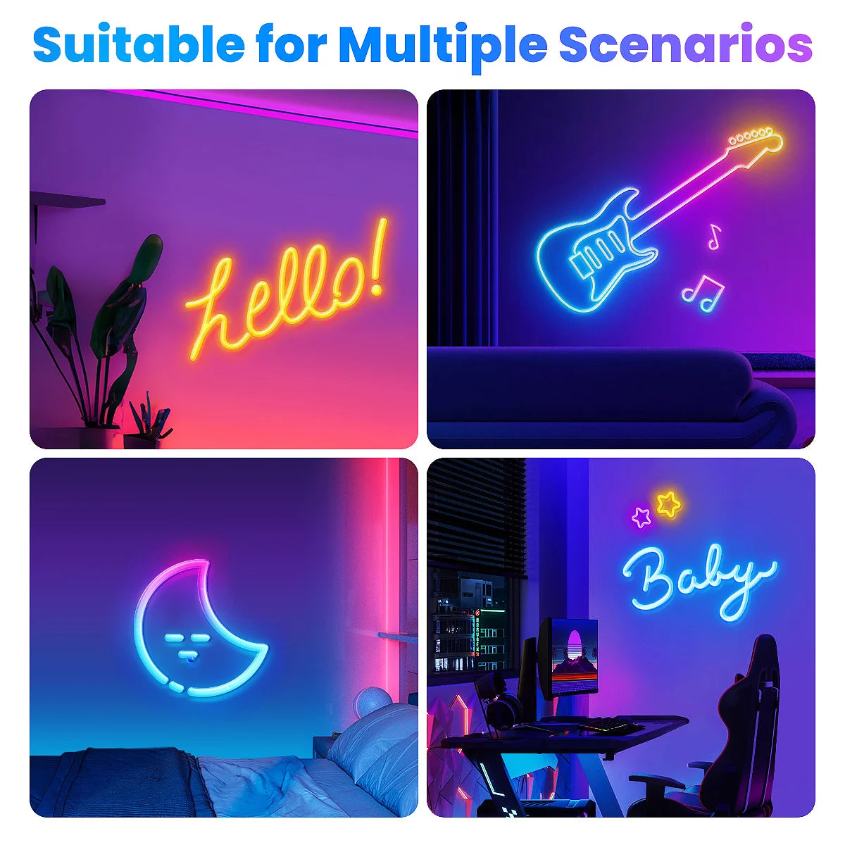 Aiopp Neon LED Rope Lights RGB Strip Remote App Control