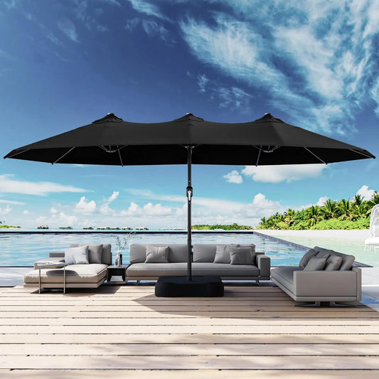 Outdoor Double Sided Rectangle Patio Umbrella with Crank Handle