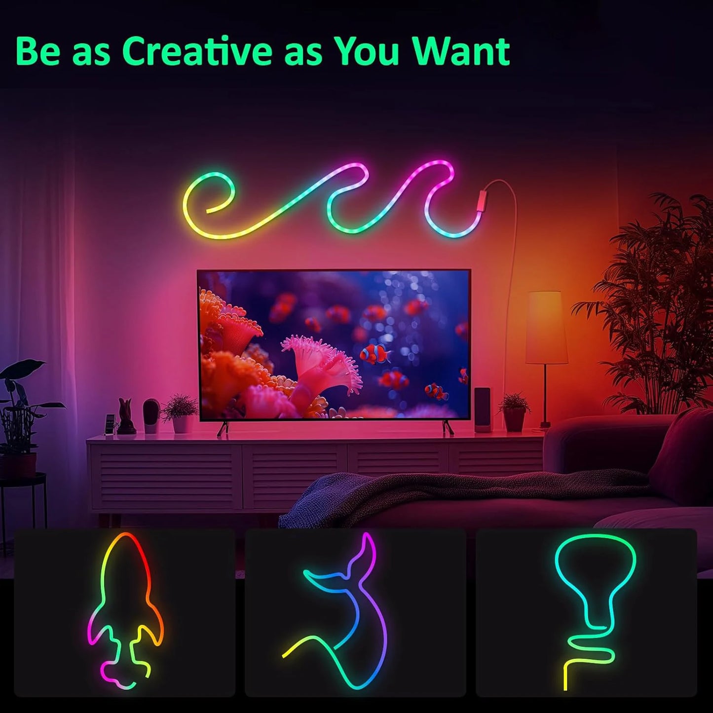 Aiopp Neon LED Rope Lights RGB Strip Remote App Control