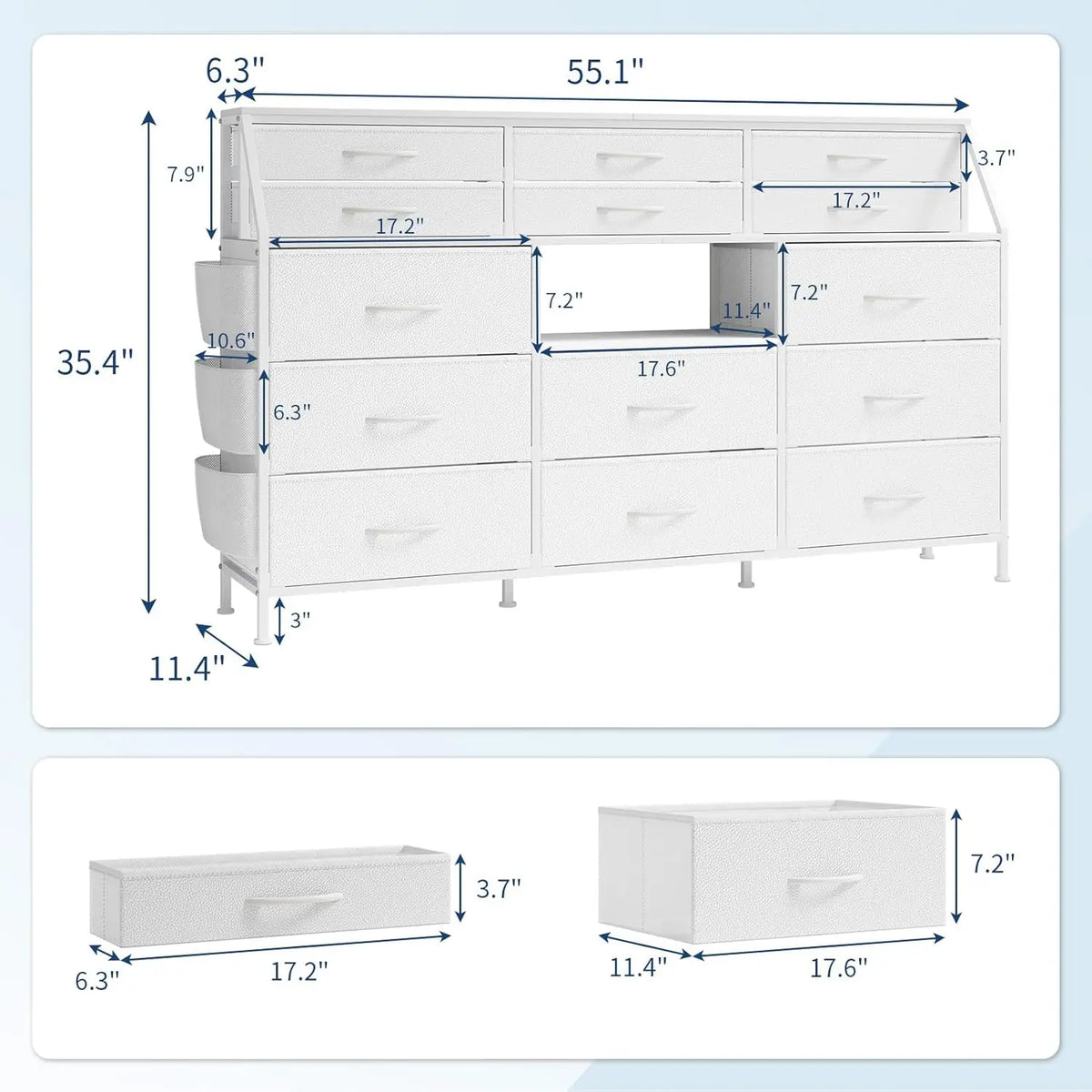Twister CK 14 Drawer Fabric Storage Cabinet Wooden Top Metal Frame