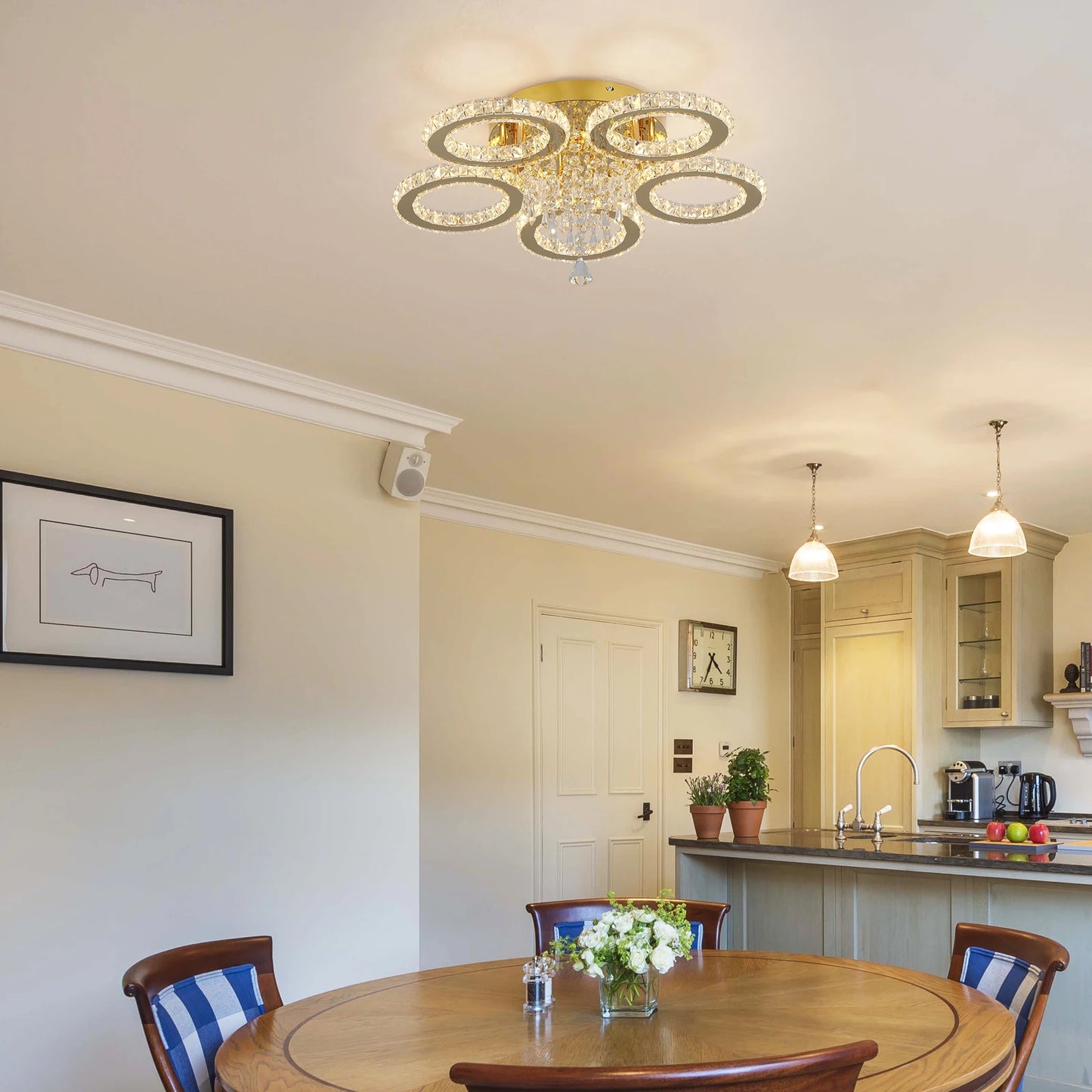 Vetrulus Crystal LED Ceiling Chandelier for Living Room and Dining