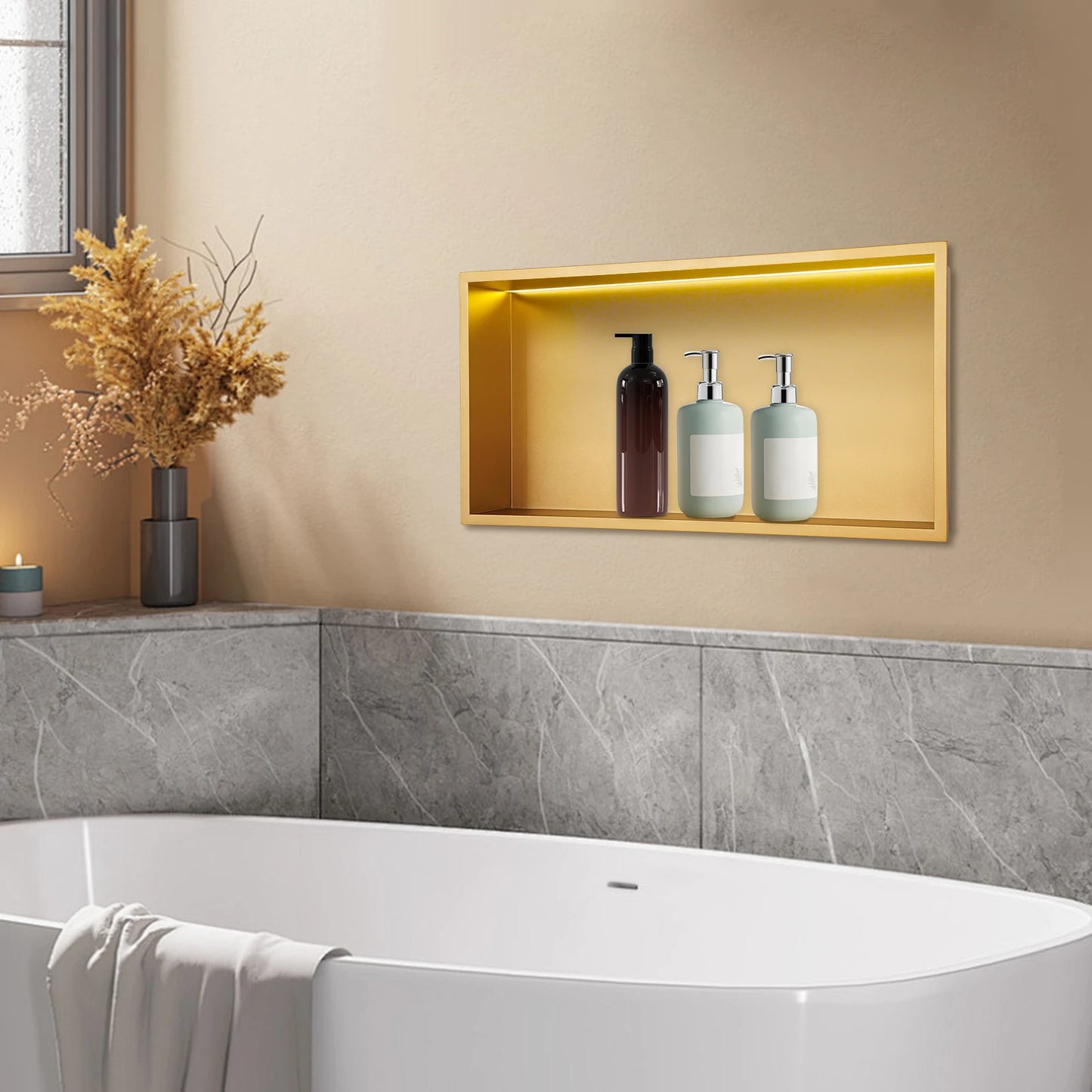 LED Stainless Steel Shower Niche With Lighting For Bathroom