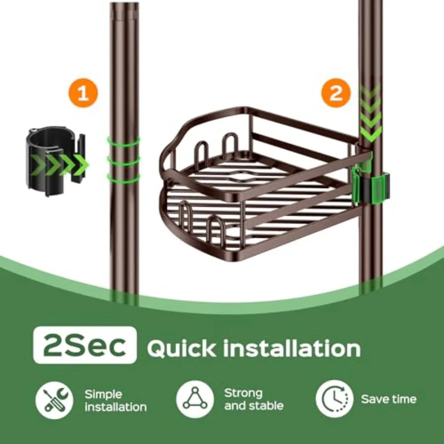 Shower Caddy Tension Pole Corner Organizer Shelf 4-Tier For Renters