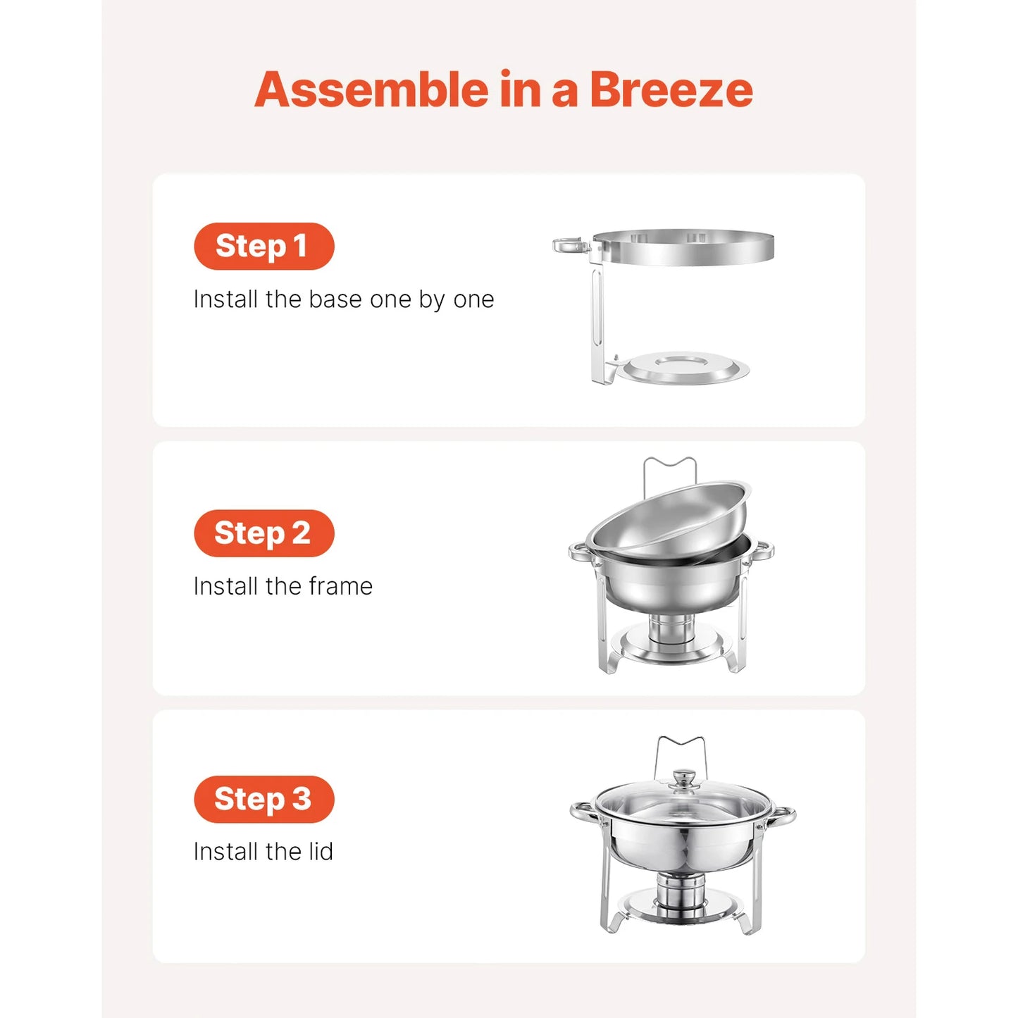 SucceBuy Stainless Steel Chafing Dish Buffet Set With 4 Full Pans