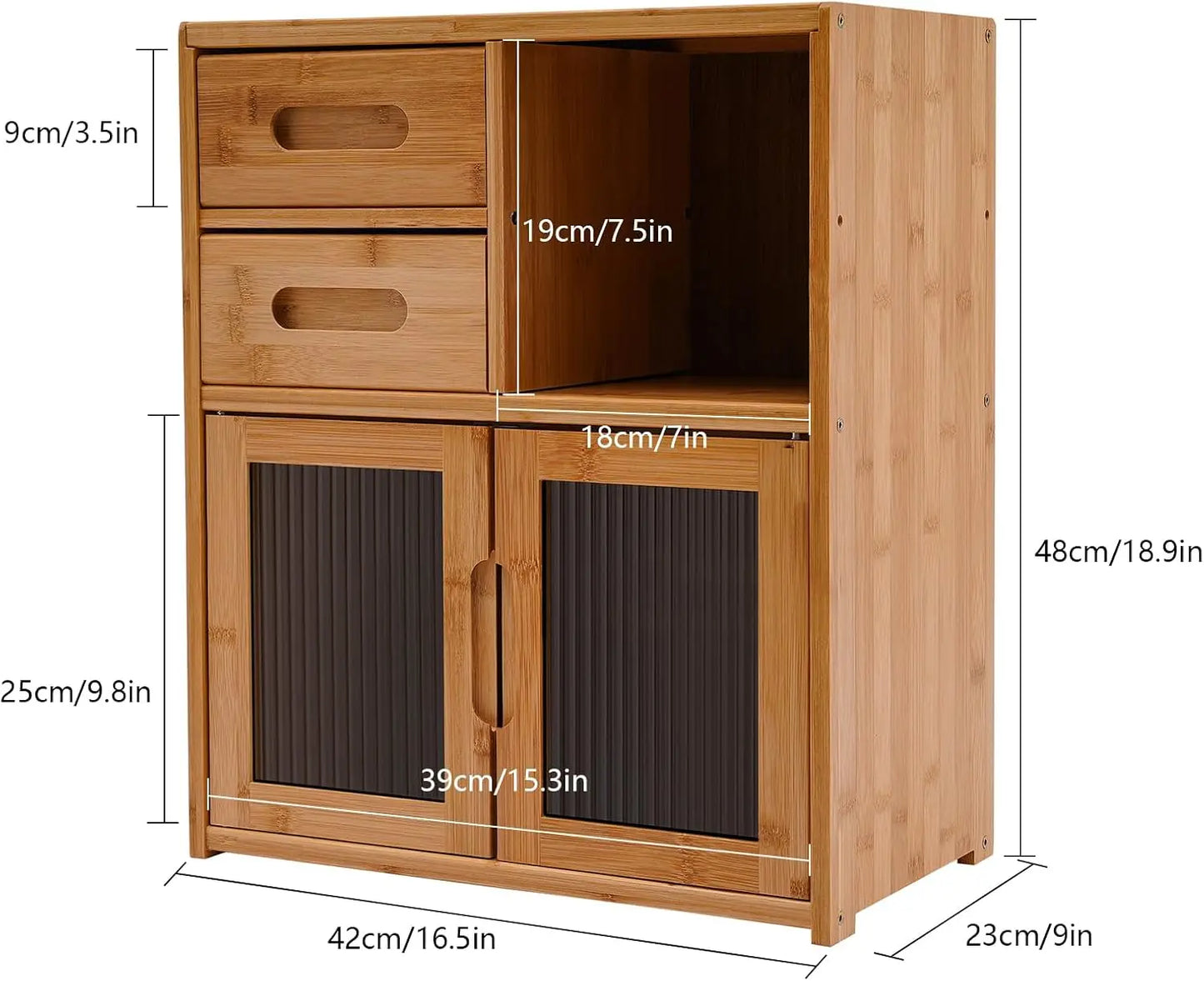 Bymaocar Bamboo Kitchen Pantry Cabinet With Bread Box And Drawers