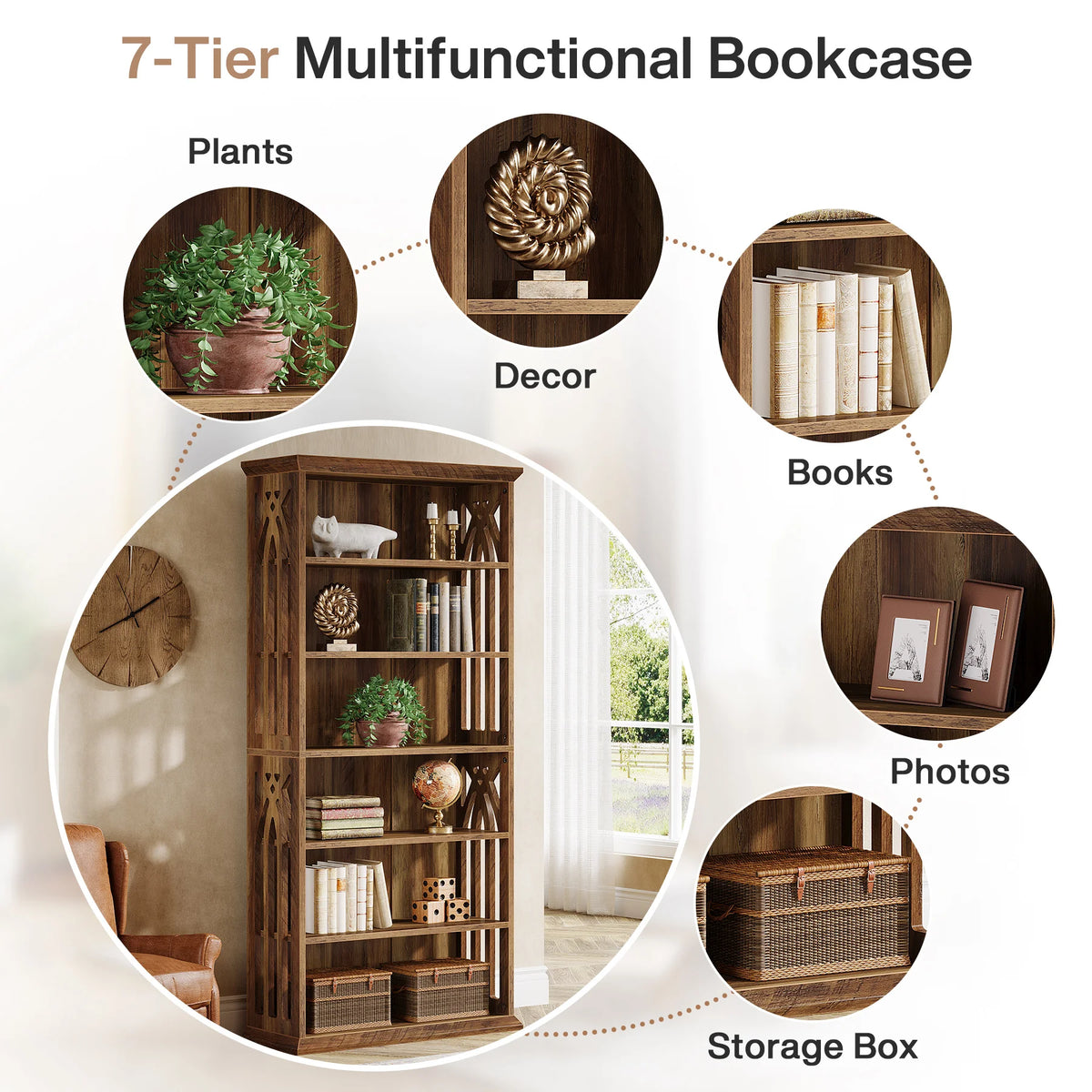 Tribesigns 6-Tier Freestanding Bookshelf Display Bookcase