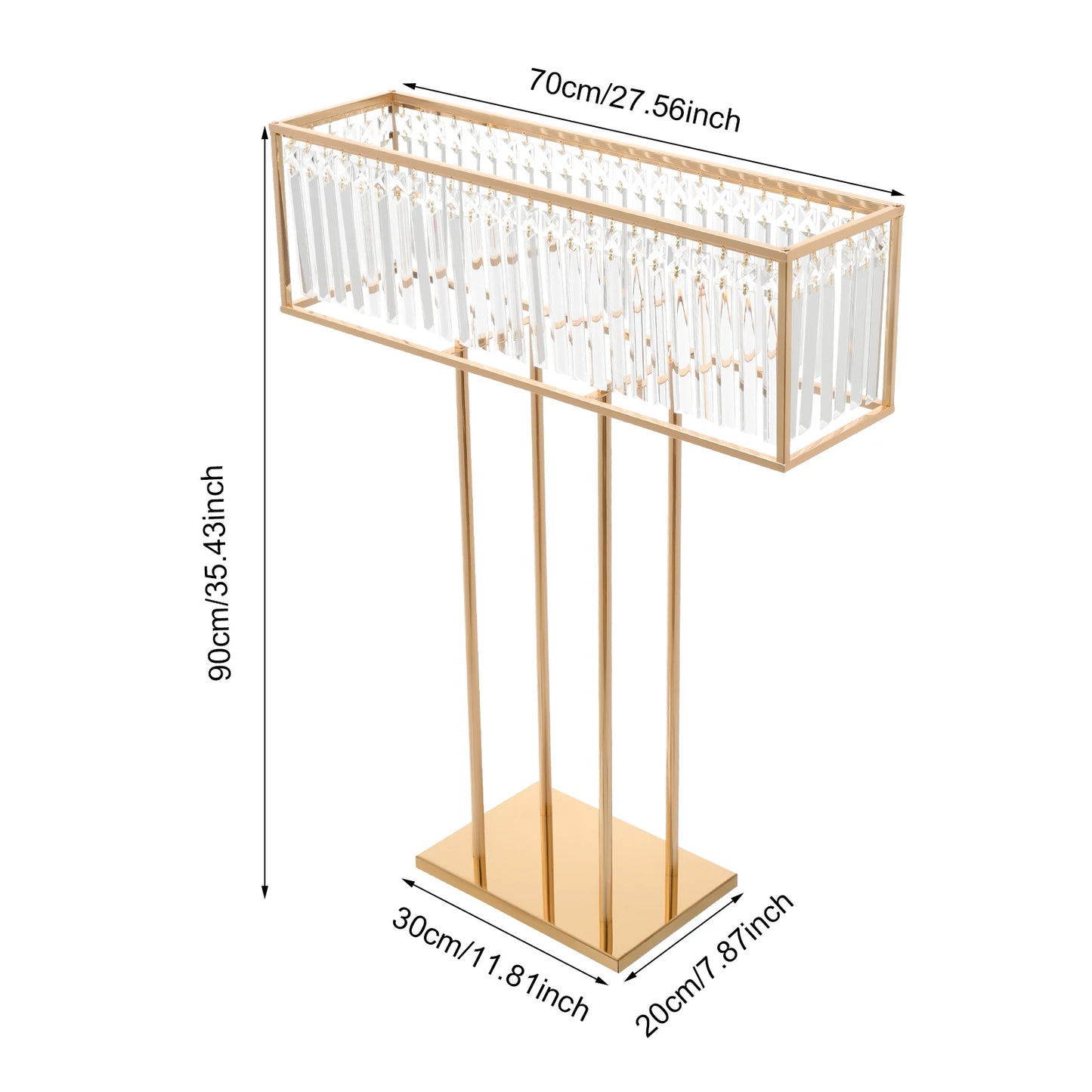 Crystal Flower Stand With Golden Frame And Crystal Bars