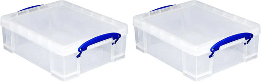 XMSJ Clear Plastic Storage Bins Stackable Organization Totes 2 Pack