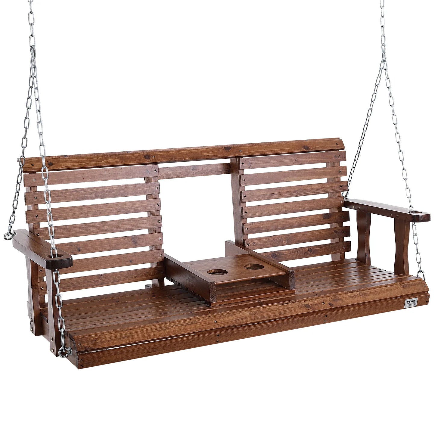 SucceBuy Wooden Porch Swing For Patio And Garden Outdoor Seating
