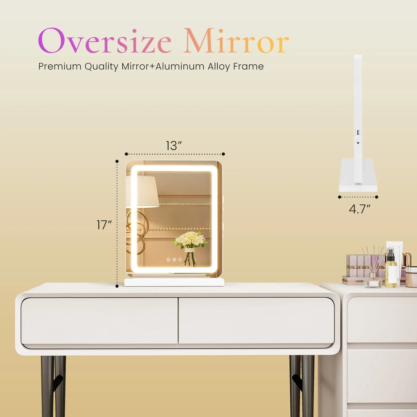 JHK LED Vanity Mirror With Dimmable Lights And Memory