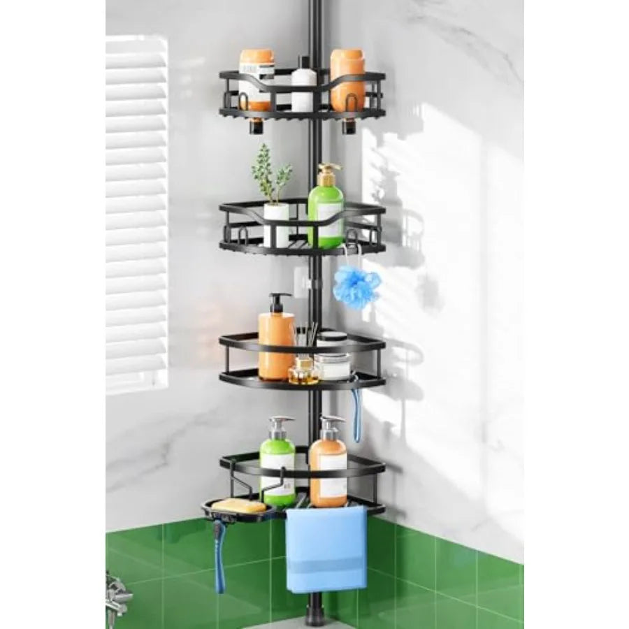 Shower Caddy Tension Pole Corner Organizer Shelf 4-Tier For Renters
