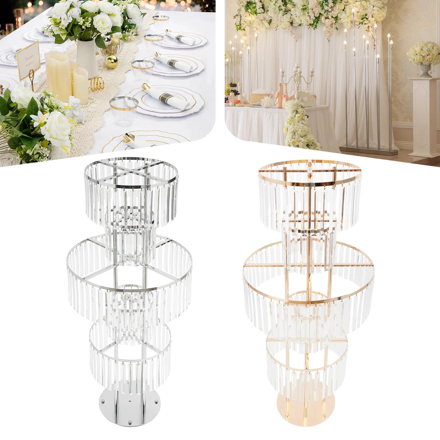 5-Tier Wedding Flower Stand Centerpiece, Acrylic Hanging Display