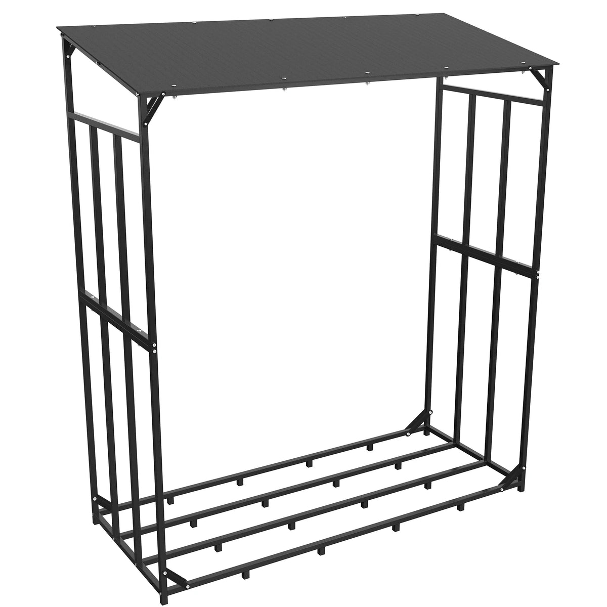 Heavy Duty Metal Firewood Rack with Protective Top Cover