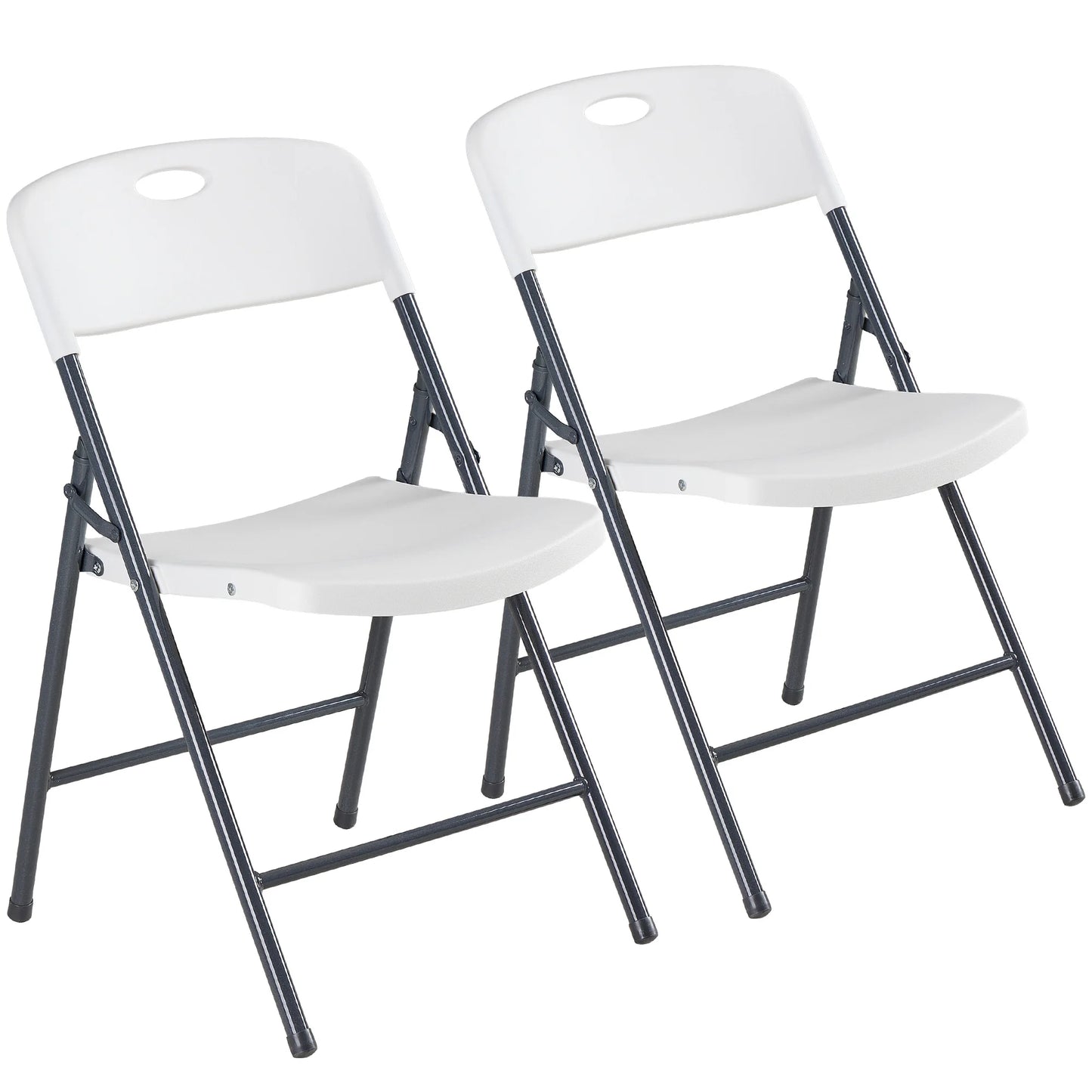 JHK Stackable Folding Chairs Plastic Ergonomic Back Heavy Duty Home