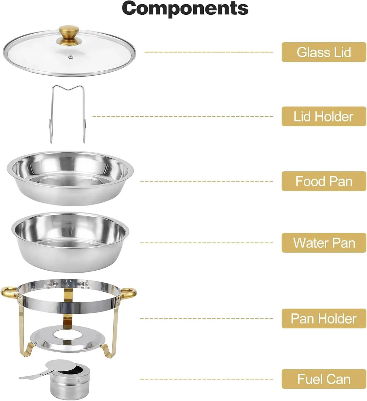 Tacleekii Stainless Steel Chafing Dish Set With Glass Lids Buffet Serving Ware