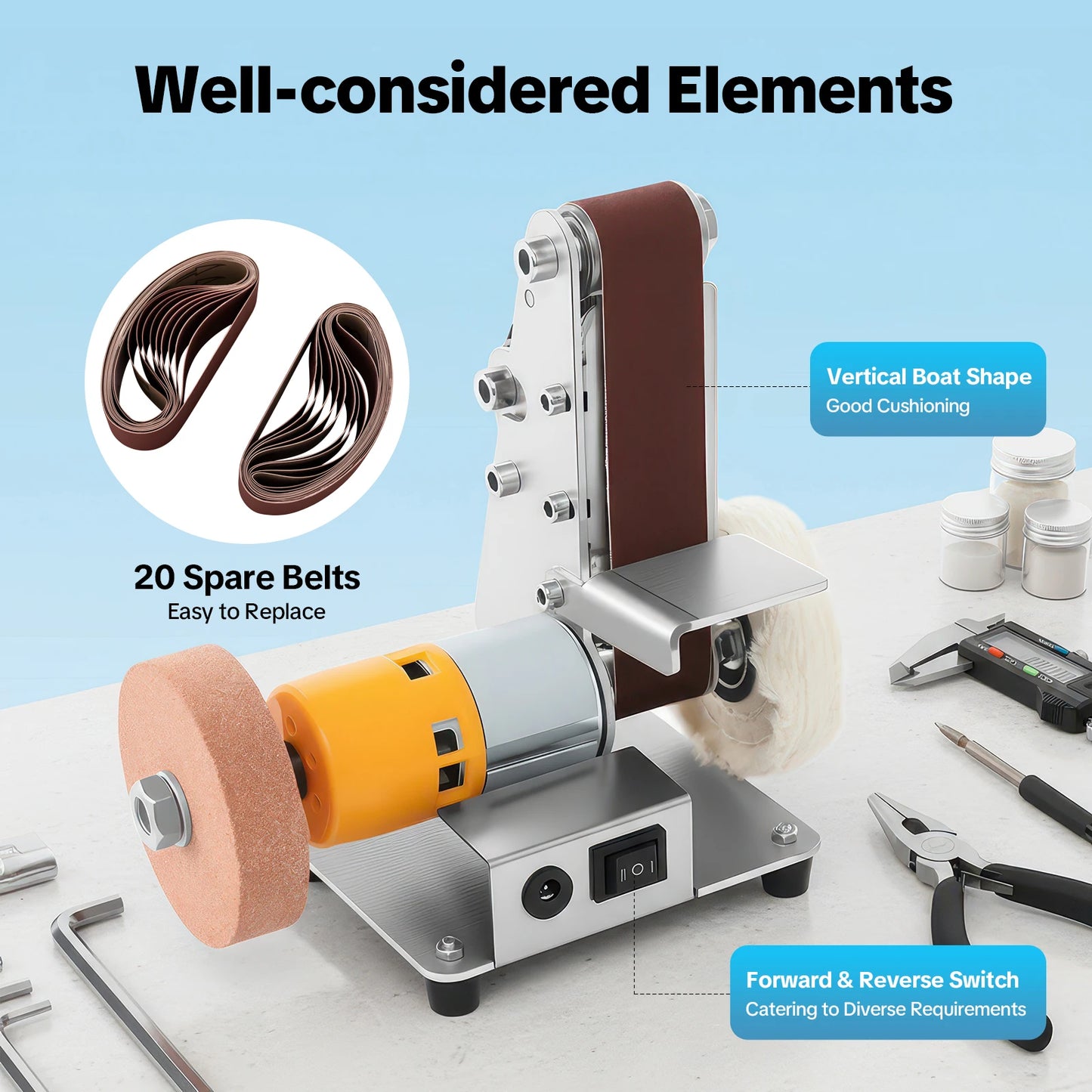 Mini Belt Sander 7 Speed Adjustable 4000 9000rpm DIY Woodworking