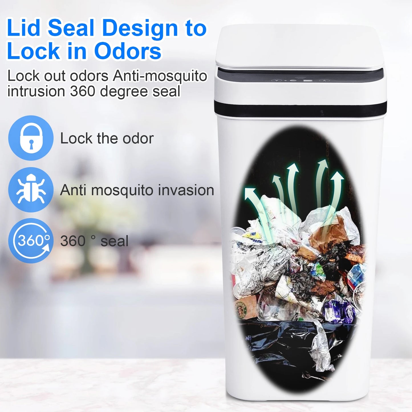 NONECN 2 Pack Touchless Slim Trash Cans With Lid