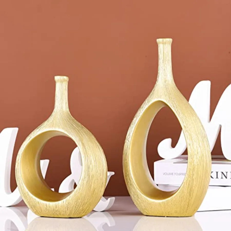 Ceramic Vase Set Modern Hollow Circle Vases Home Decor