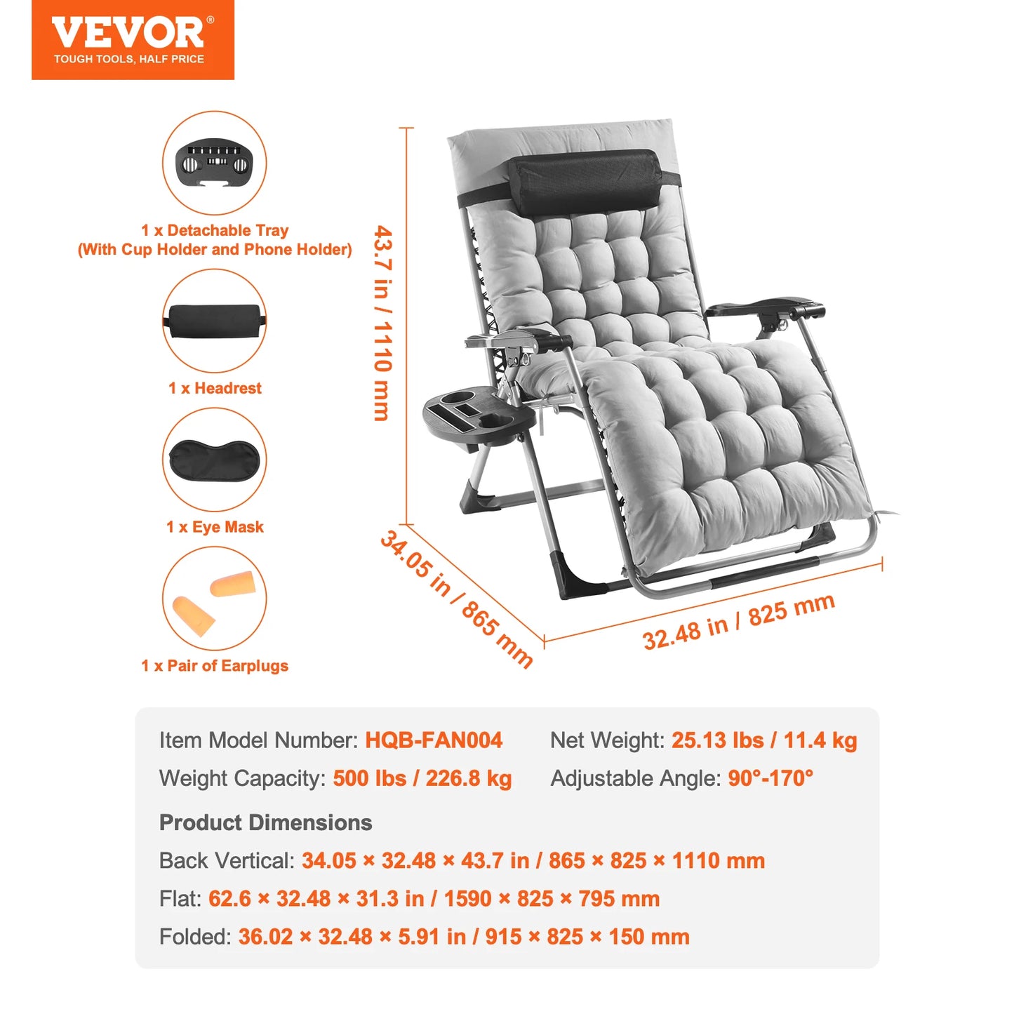 SucceBuy Zero Gravity Chair Lounge Recliner With Cupholder And Footrest