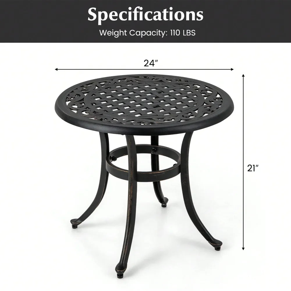 XMSJ Aluminum Patio Table Outdoor Round Side Table AntiRust