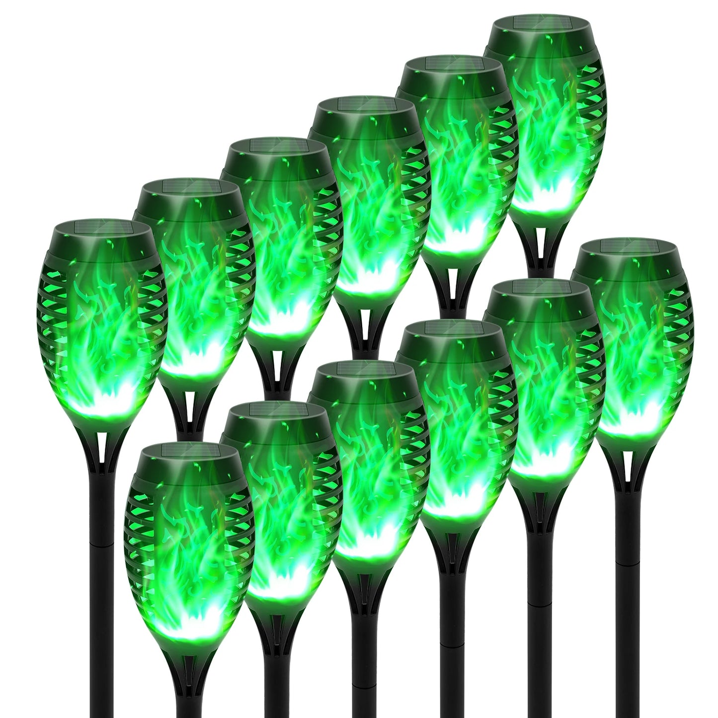 Solar Flame Torch Lights LED Flicker for Outdoor Lawn Pathway