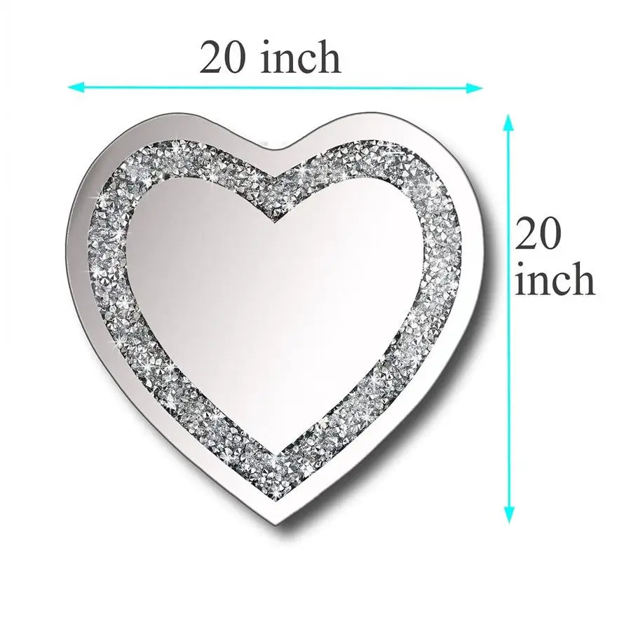 Diamond Heart Shaped Silver Crystal Wall Mirror Decoration